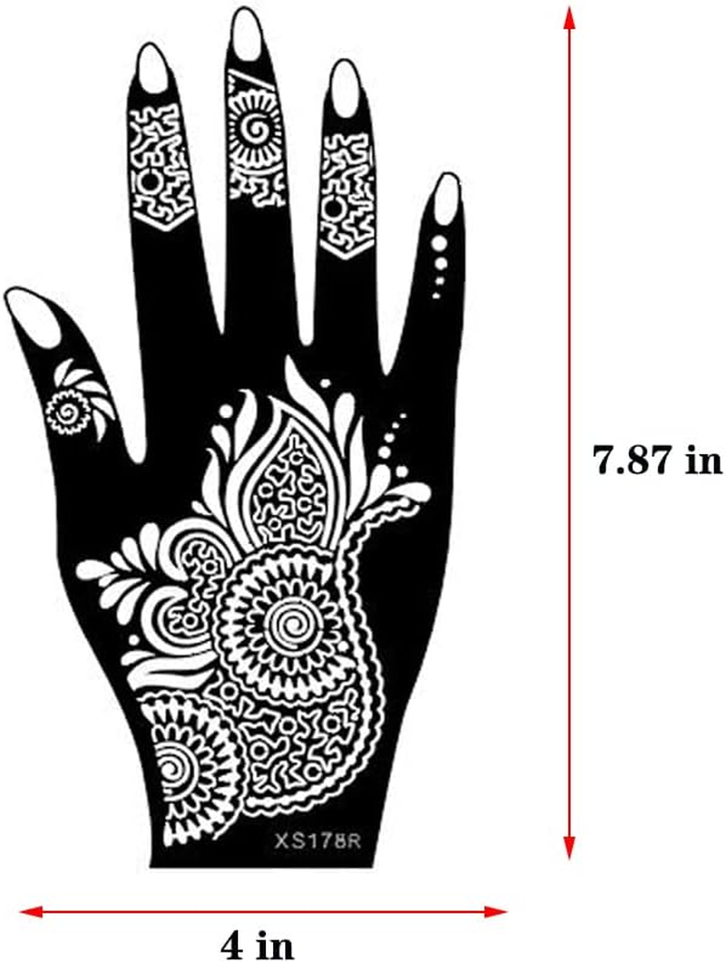 XMASIR 20 Sheets Henna Tattoo Kit Stencil for Hand, Temporary Airbrush Tattoos Stencils Arabian Tattoo Stickers Henna Templates for Body Paint Art (20Pcs-1) - Henna-Inspired With Black Design image number 6