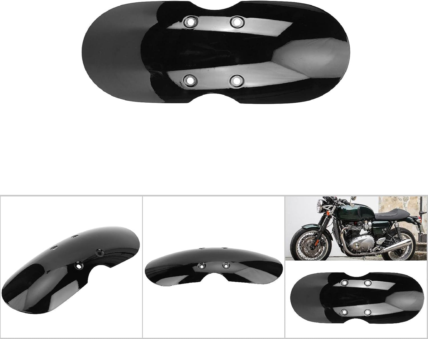 Motorcycle Front Fender Mudguard for Bonneville T100 Thruxton 900 2001-2016 - ABS Black Direct Replacement Fender, Air Cooled Models(Glossy Black) image number 2