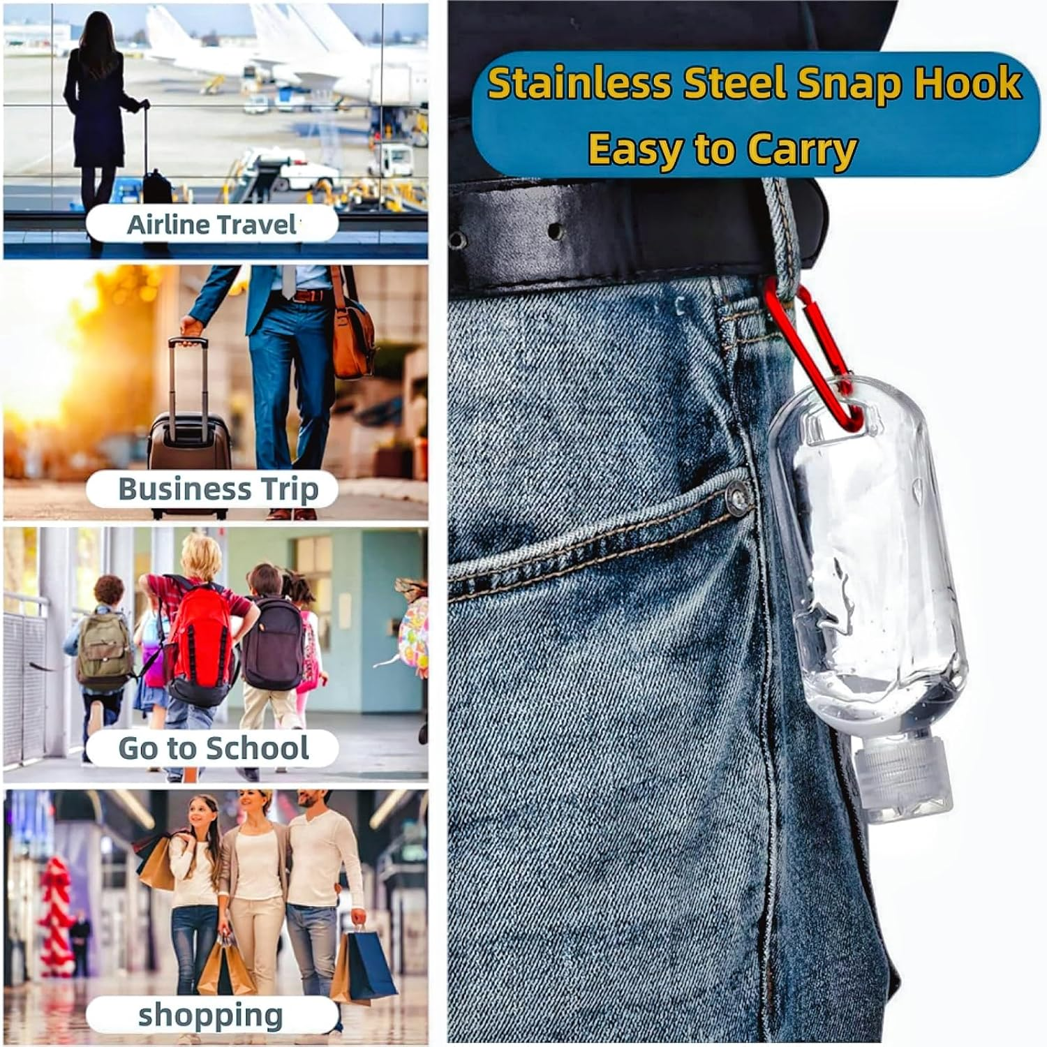 5 PCS Travel Plastic Clear Hook Bottles 50Ml/2Oz Portable Leakproof Squeeze Small Bottles with Flip Cap Refillable Empty Containers for Lotion Soap Toiletry, Clear，Refillable Empty Containers image number 2