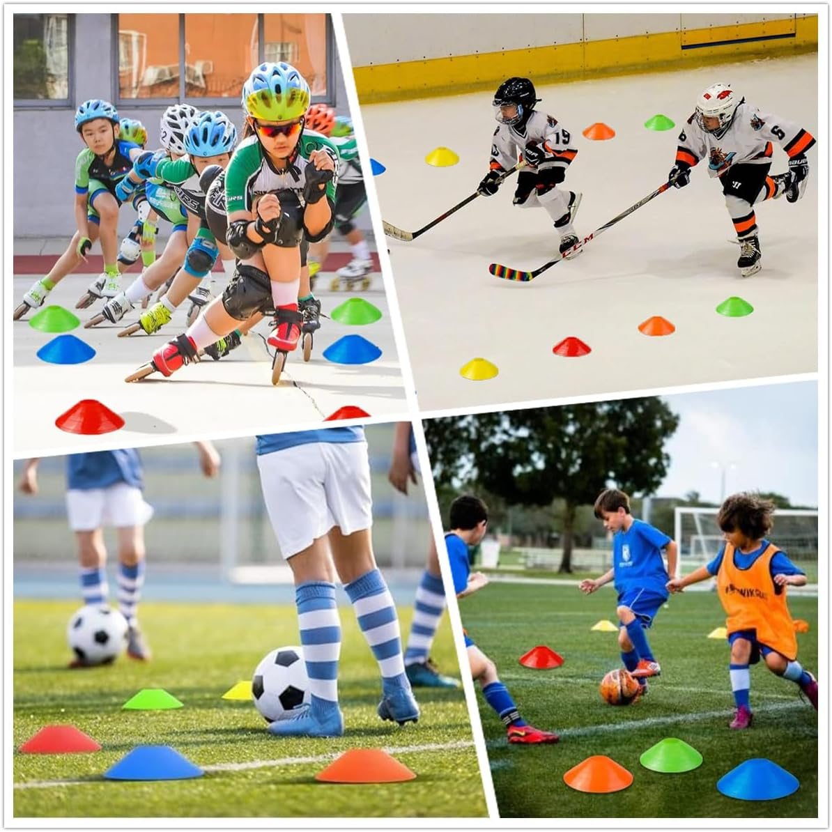 20 Pcs Soccer Markers Disc,Pro Disc Cones,Agility Soccer Training Cones,Obstacle Marker Disc,For Basketball Football Skating Running Drills Sports Games(5 Colors) image number 5