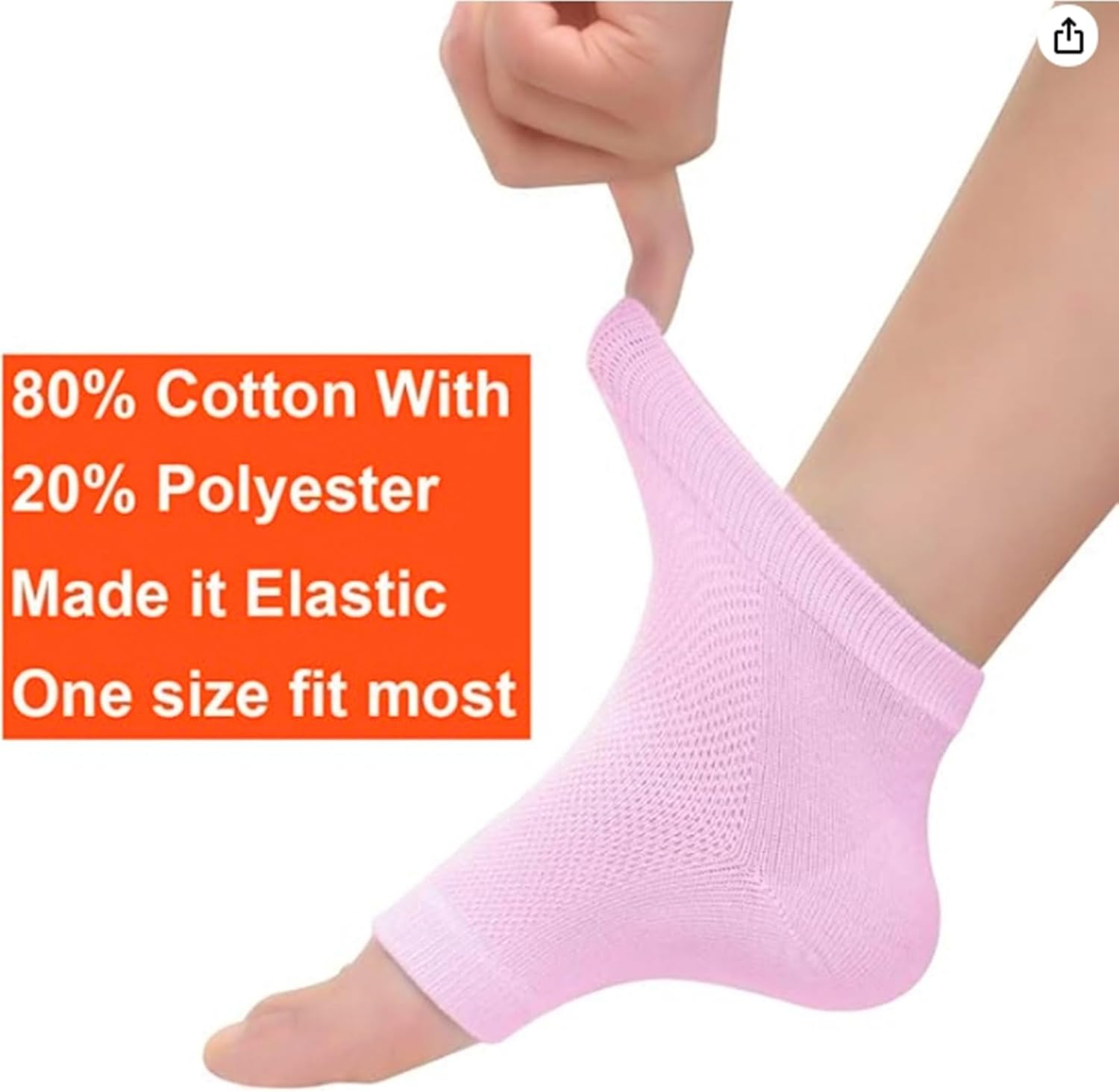 Moisturizing Heel Socks 4 Pairs Gel Lined Toeless Spa Socks to Heal and Treat Dry, Cracked Heels While You Sleep(Black+White+Purple+Pink) image number 5