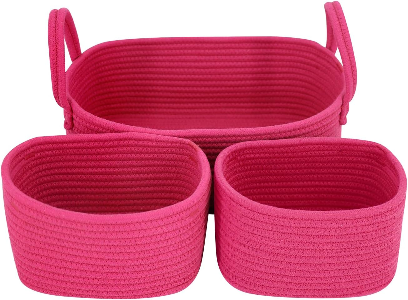 Storage Basket, Pink Baskets, Woven Basket, Bathroom Storage Baskets, Bathtub Organisers, Toiletry Bags, Laundry Baskets, House Organiser, Set of 3 Storage, Storage Bin, Nursery Storage (Pink) image number 4