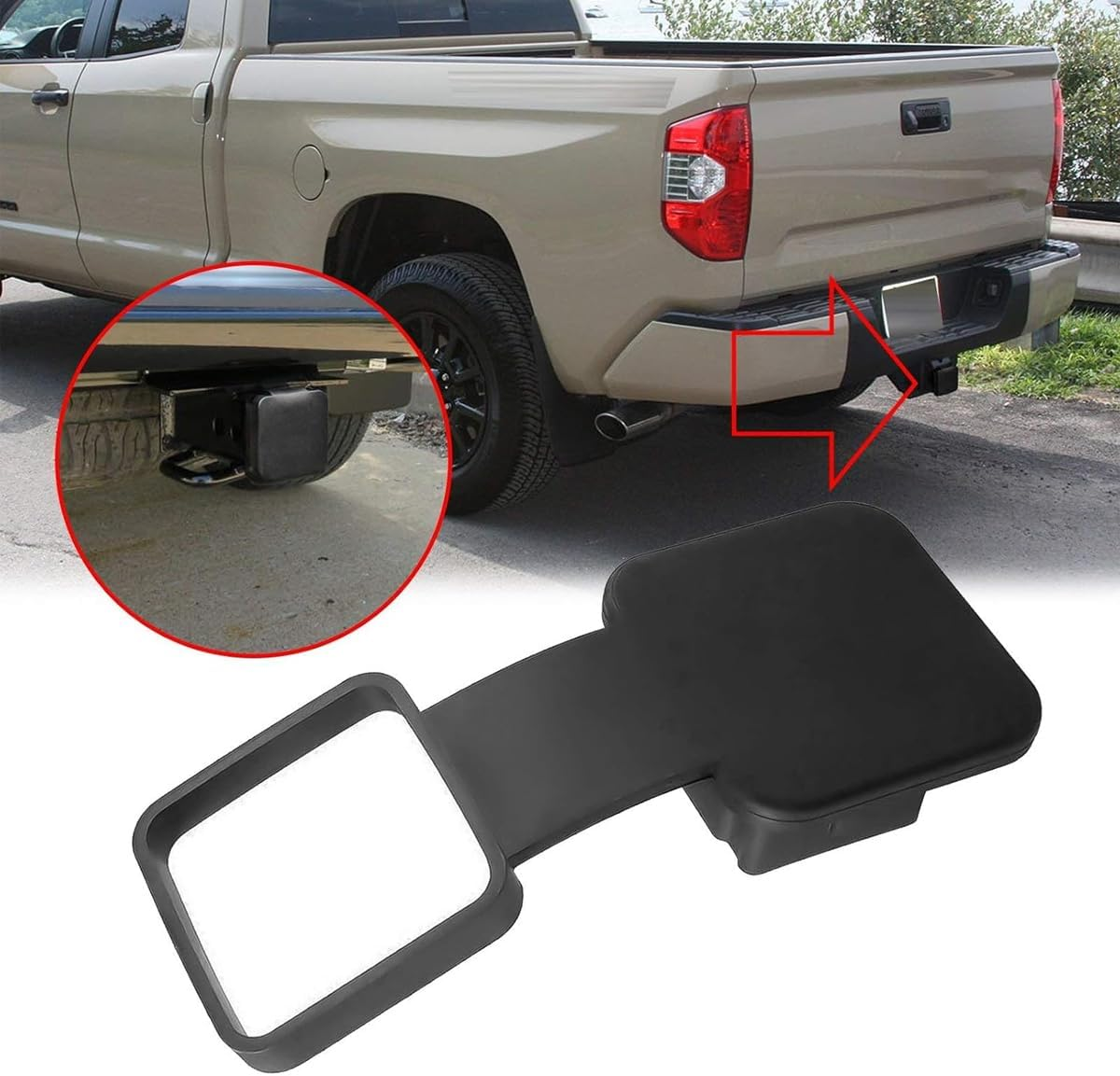 AIMALL 2PCS Trailer Hitch Cover Set, Durable Protective Towing Hook Covers for Car Retrofit, 2"X2" Receiver with Weather-Resistant Black Finish image number 3