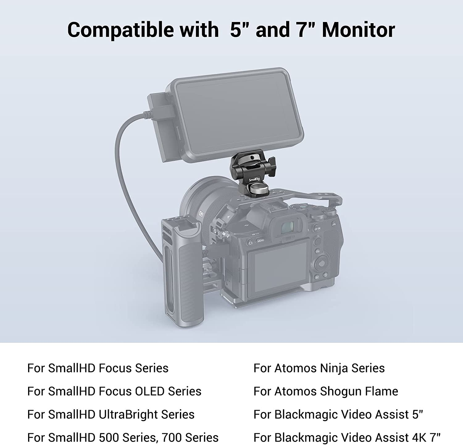 Smallrig Monitor Mount Swivel 360&deg; and Tilt 180&deg; Adjustable Bracket for Arri-Style (Upgrade) for 5" and 7" Monitor - 2903B image number 1