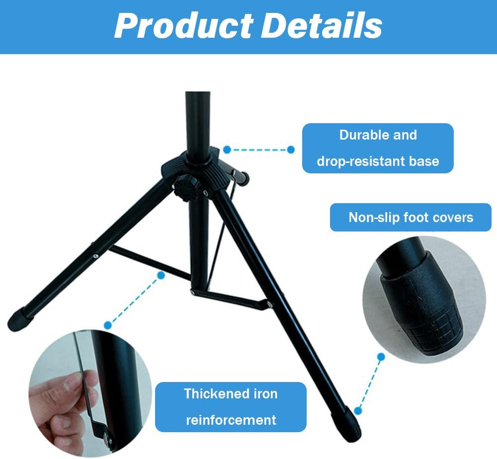 Foldable Music Stand, Portable Metal with Carrying Case, Thickened and Stable with Adjustable Height, Suitable for Travel, Band, Instrument Performance, Lyrics Bookshelf, Black. image number 4