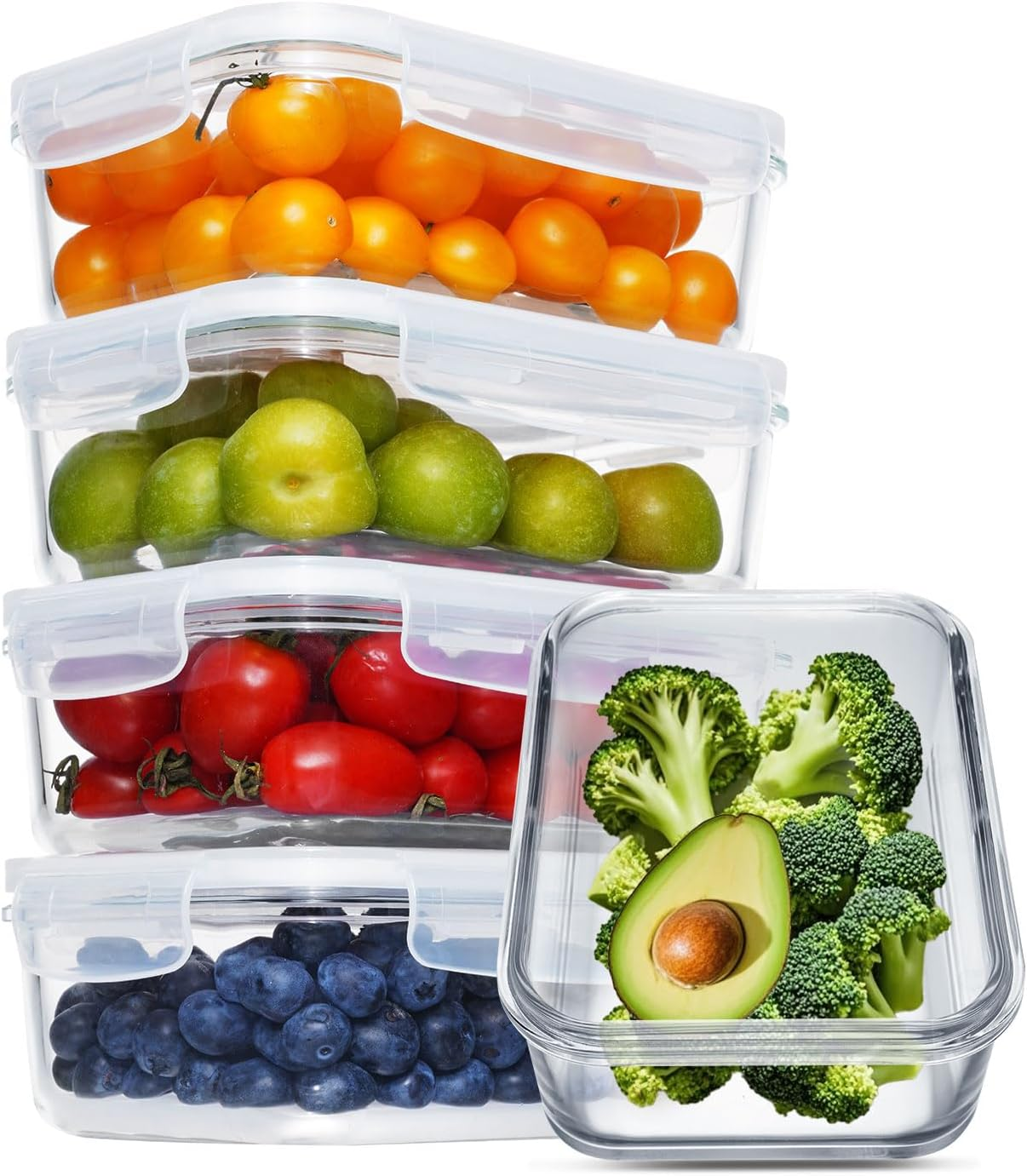 D.M DESIGN&middot;MASTER [5 Pack, 30 OZ - Glass Meal Prep Containers, Glass Food Storage Containers with Lids, Glass Lunch Containers, Dishwasher Microwave Freezer Oven Safe image number 4