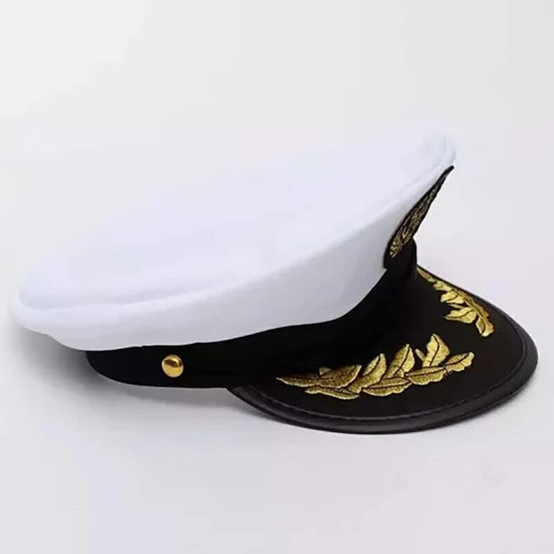AIMALL Sexy Sailor Cap Boat Captain Hat, Navy Skipper Costume Fancy Marine Dress, Embroidered Badge, Gold Leaves, Perfect for Stag Do or Party image number 4