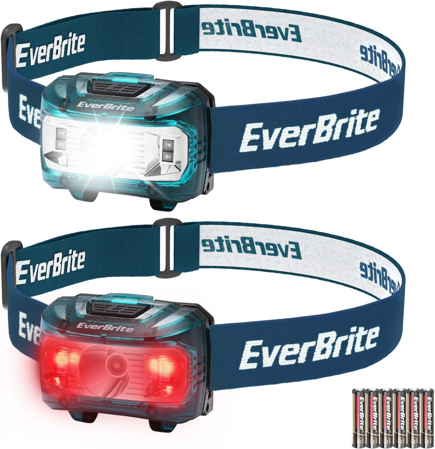 Everbrite Headlamp, 2 Pack Kids Headlamp with Red Light and Memory Function, Head Lamp for Adults and Kids with 5 Modes, Bright Headlamps for Camping, Running, Batteries Included, Green