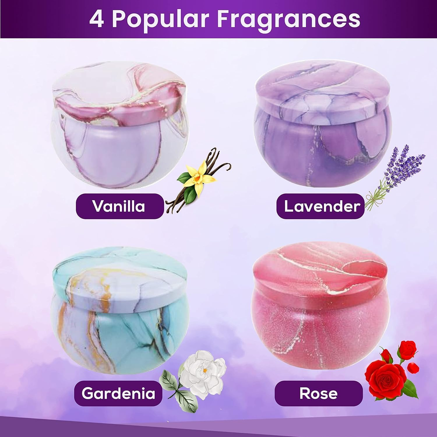 Scented Candles,Natural Soy Wax Candles Set,Candles Gifts for Women, Perfect for Birthday,Valentine'S Day,& Everyday Home Scent Gift Decoration (4/4.4Oz) image number 5