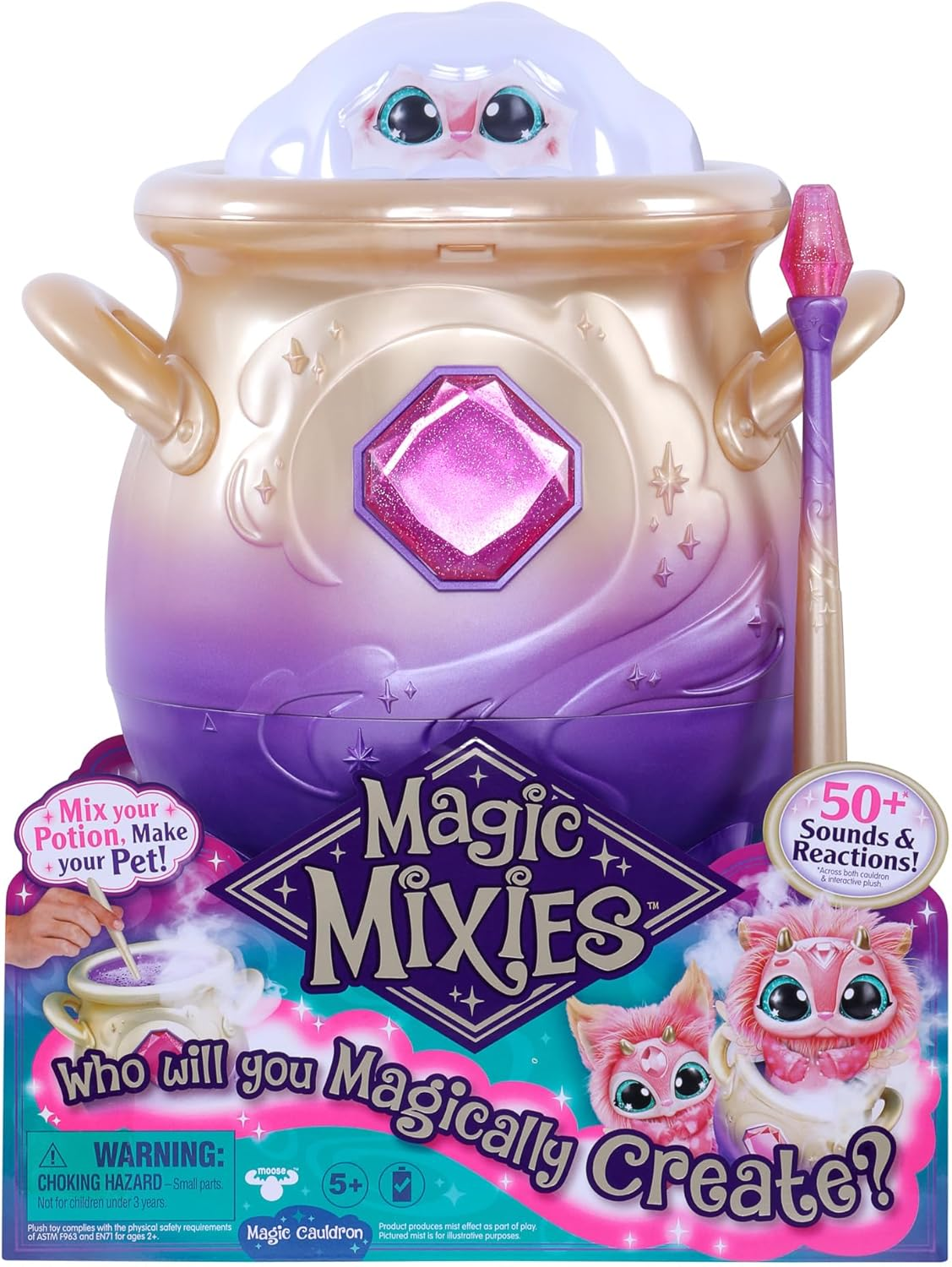 Magic Mixies - Magical Misting Cauldron with Interactive 20Cm Pink Plush Toy. Follow the Spell Book Add the Magic Ingredients. Who Will You Magically Create? image number 6