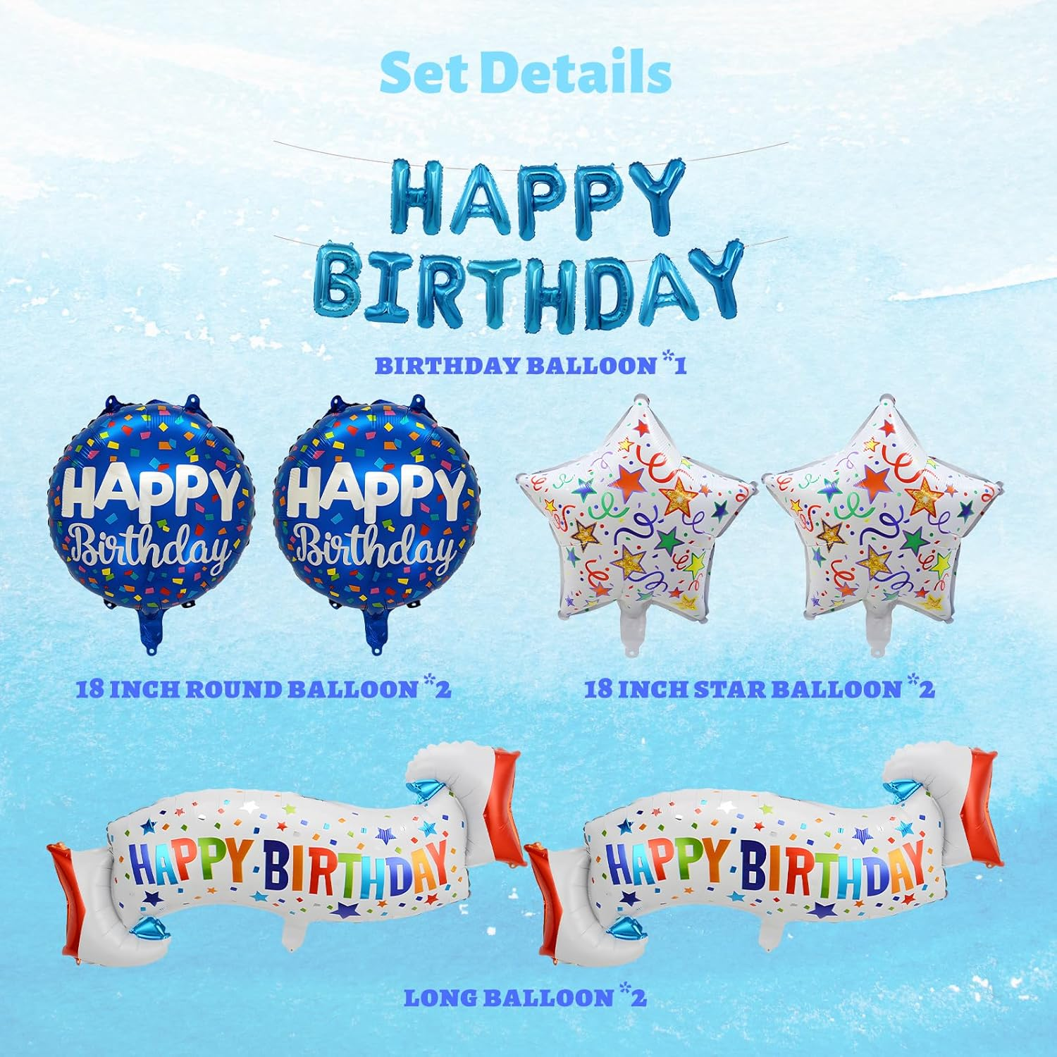 Birthday Decoration Set Colorful Happy Birthday Banner Balloon for Girls Boys Kids & Adults Birthday Decorations and Party Supplies (Birthday E) image number 6