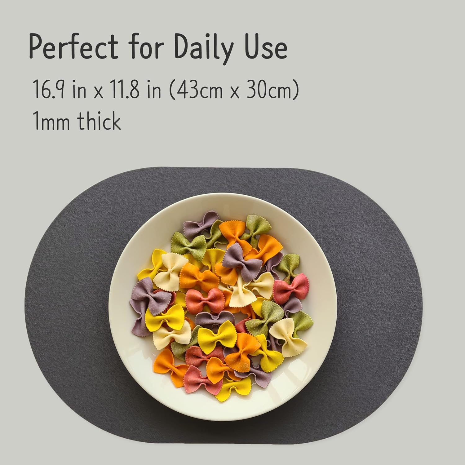 Silicone Placemats Set of 4 - Heat Resistant Washable and Wipeable Non Slip Place Mats, Waterproof Modern Dining Table Mats, Oval 16.9"X11.8"(Classic Dark Gray) - Classic Dark Gray, Tawny Rose, Herb Green, Joyful Yellow image number 1