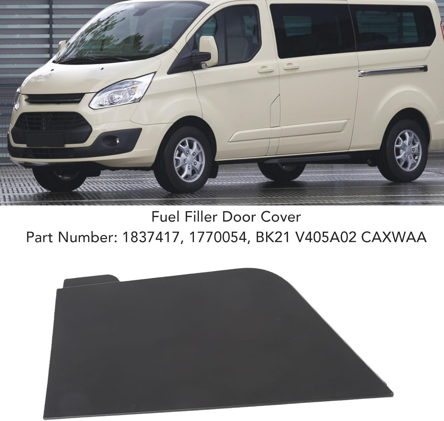 Fuel Filler Door Cover Replacement for Ford Transit Custom and Tourneo Custom 2012-2016 ABS Black Gas Tank Door Cover Cap