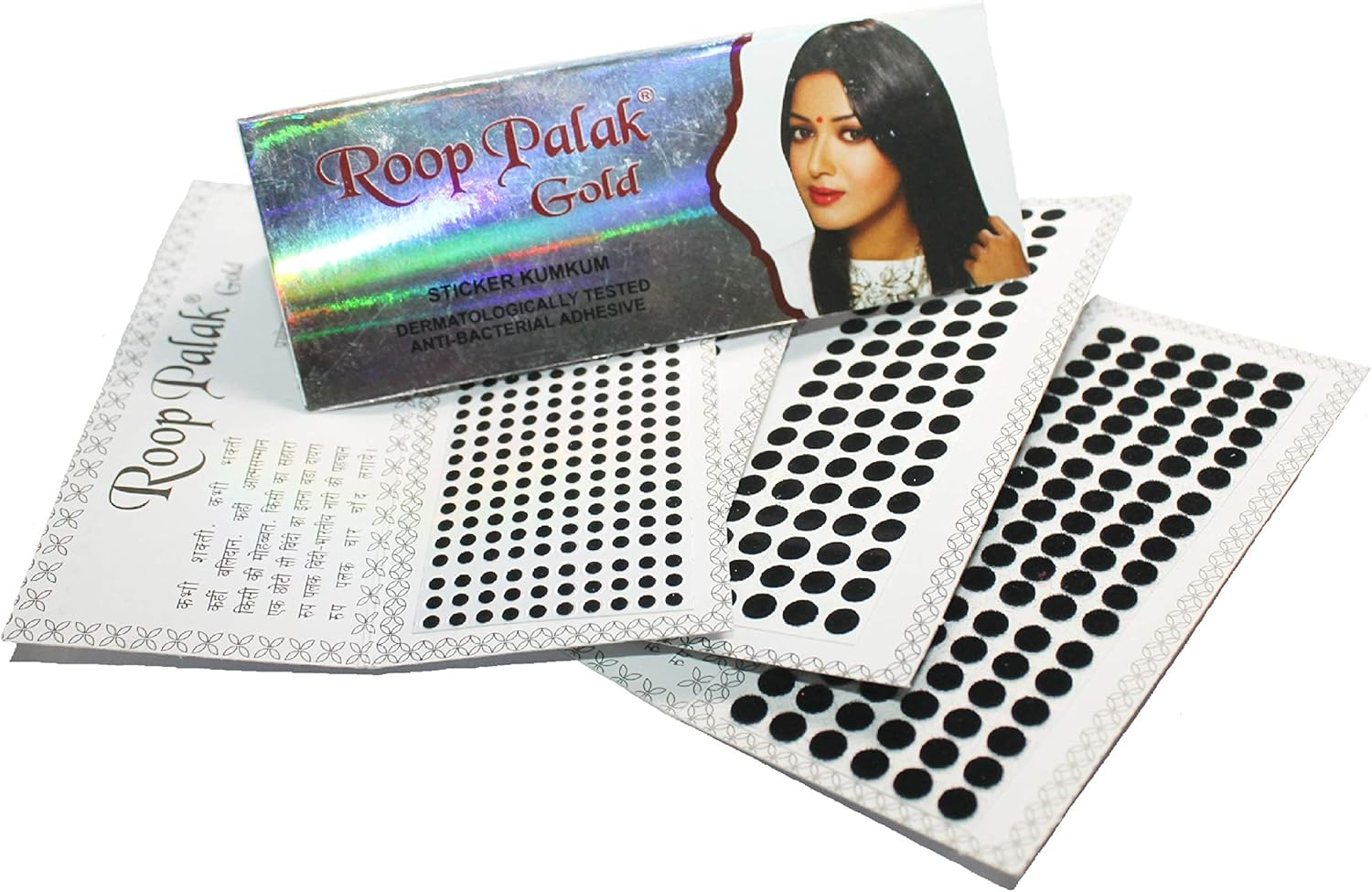 Indianstore4All Color Velvet Dot Bindi Tattoo Stickers Adhesive Body Jewelry Multi Size Indian Daily Use Forehead Bindi round Dot (Black)