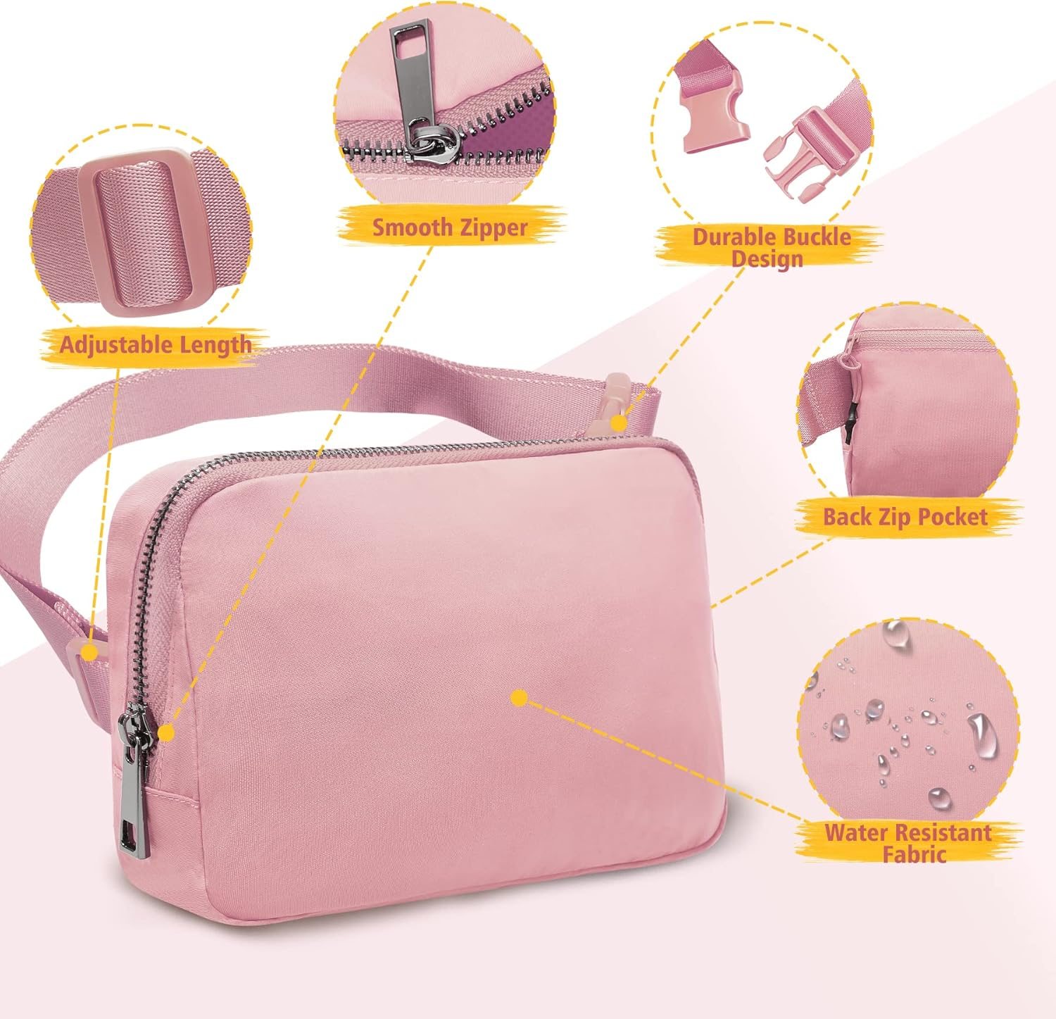 ZOMAKE Fanny Pack, Slim Belt Bag Water Resistant Waist for Travel Hiking Running Cycling Outdoor Sports image number 1