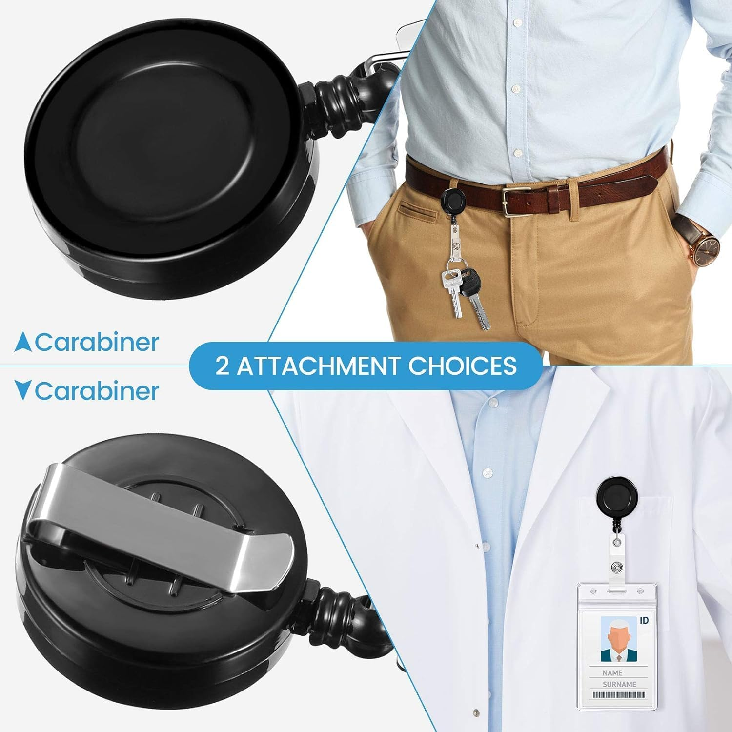 20 PCS Retractable Badge Holders,Id Badge Clip,Retractable Key Chain,Multifunctional Retractable ID Badge Name Tag Holder for Office Worker,Doctor Nurse,Teacher image number 3