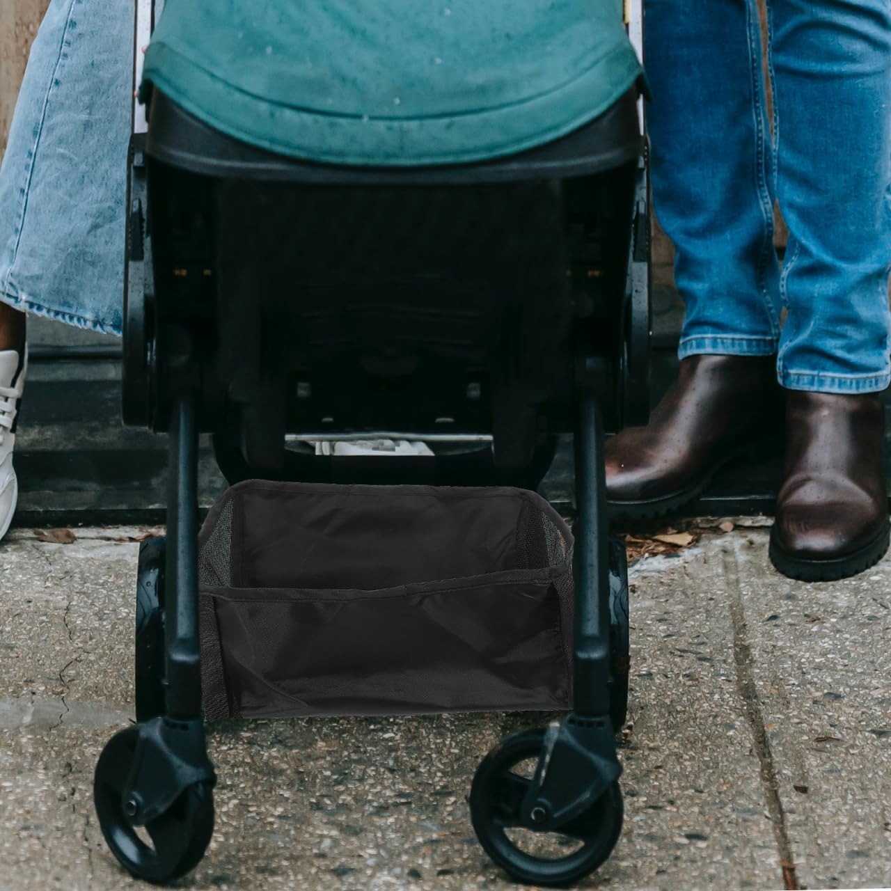 Abaodam Universal Stroller Organizer Bag - Lightweight Oxford Cloth Storage Basket for Baby Essentials under Stroller - Pram Caddy for Diapers Pacifiers and Toys