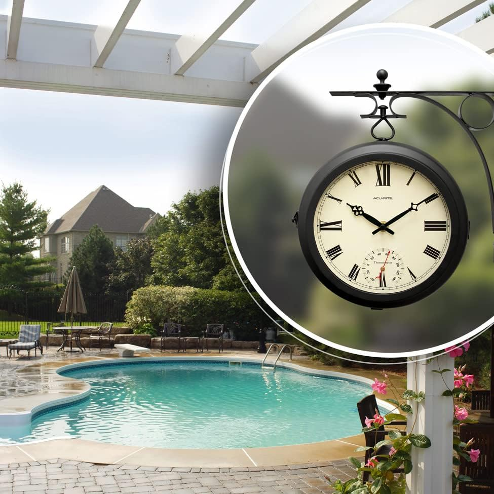 Acurite 9&rdquo; Indoor/Outdoor round Double-Sided Hanging Clock (75140M) image number 5