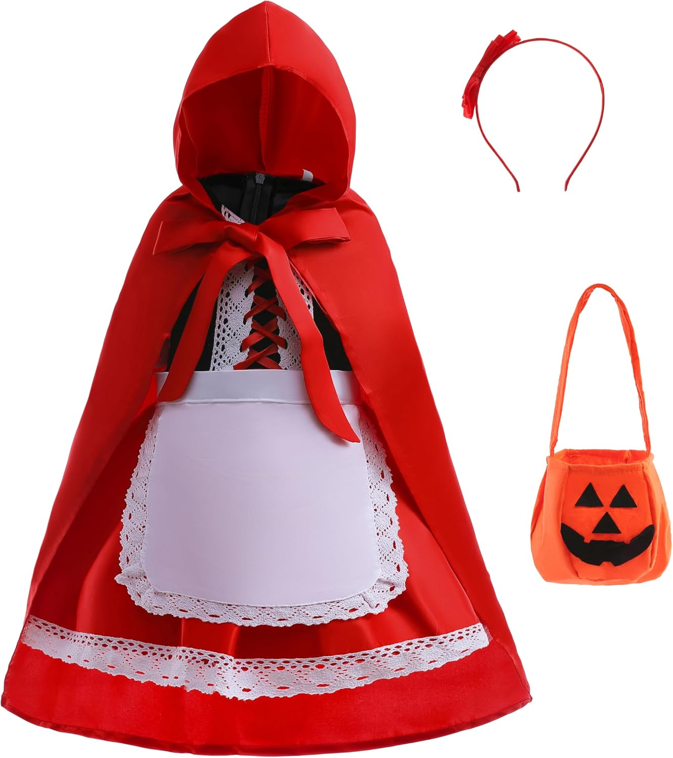 Dressy Daisy Little Red Riding Hood Fancy Dress up Costume Set with Cloak Cape for Toddler Girls Size 2 to 14 image number 1