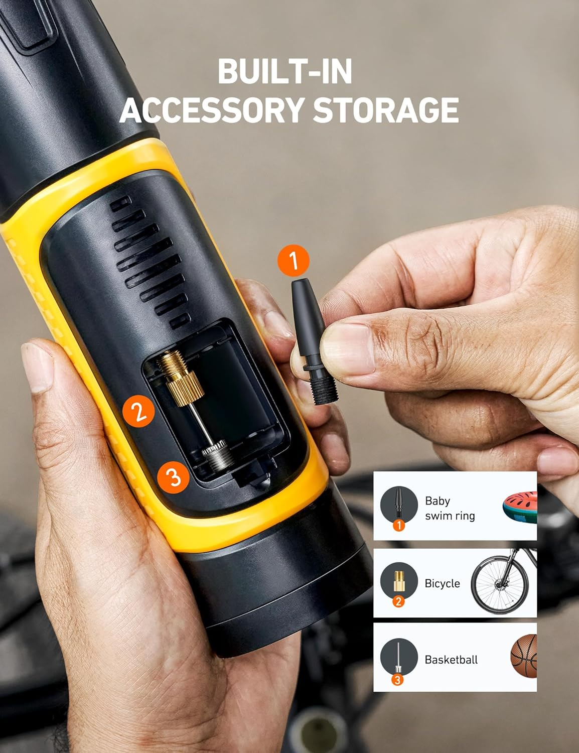 Astroai Portable Electric Bike Pump 150 PSI, Multifunction Tyre Inflator Air Compressor with Digital Pressure Gauge/Ledlight/Powerbank, 4500Mah Rechargeable Tyre Pump for Bike, Motorbike, Car, Ball image number 2