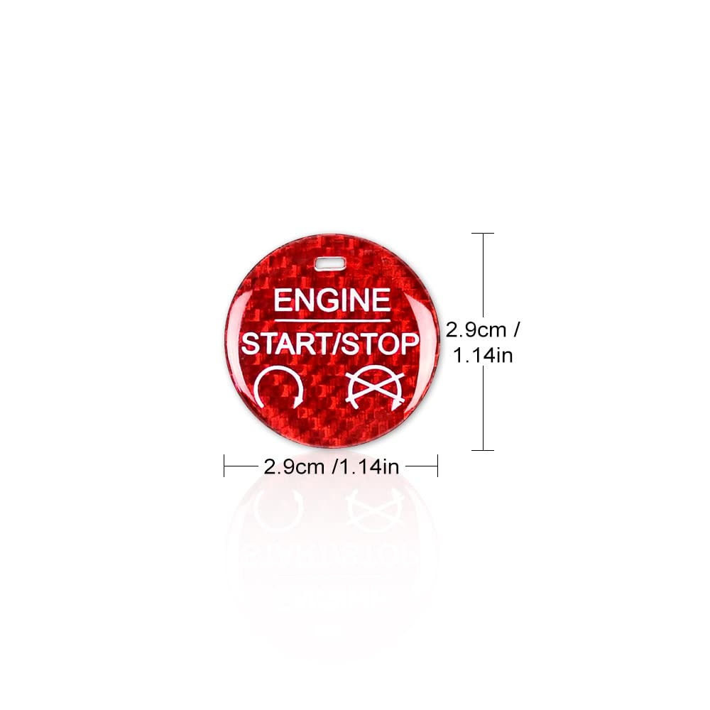 AIRSPEED for Ford Mustang Carbon Fiber Car Engine Start Stop Button Sticker Interior Trim Compatible with Ford Mustang 2015-2023 (Red) image number 4