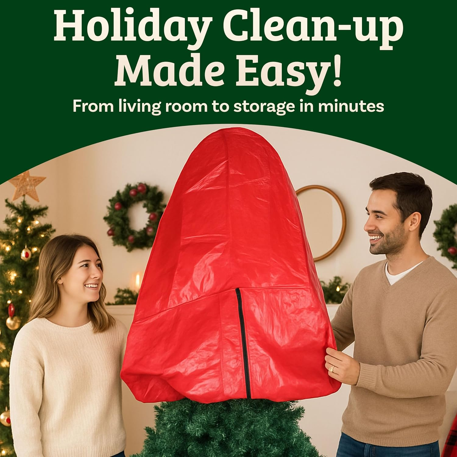 Elf Stor Premium Christmas Tree Cover Holiday Red Medium Size for for 6 Ft Tree image number 5