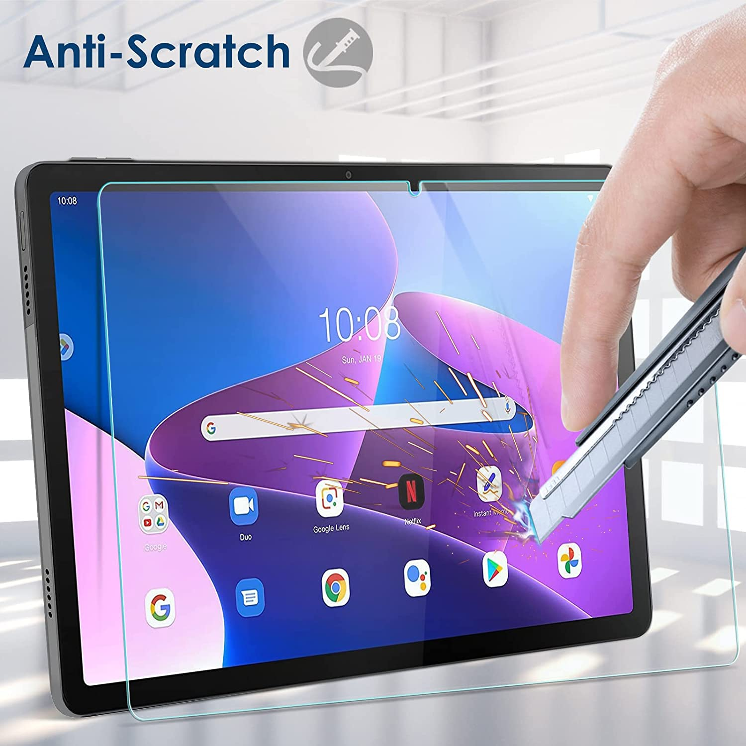 Bighan 2 Pack Screen Protector Compatible with Lenovo Tab M10 plus 3Rd Gen 10.61", 9H Hardness Tempered Glass Film Clear Anti-Bubble Full Coverage Foil image number 4