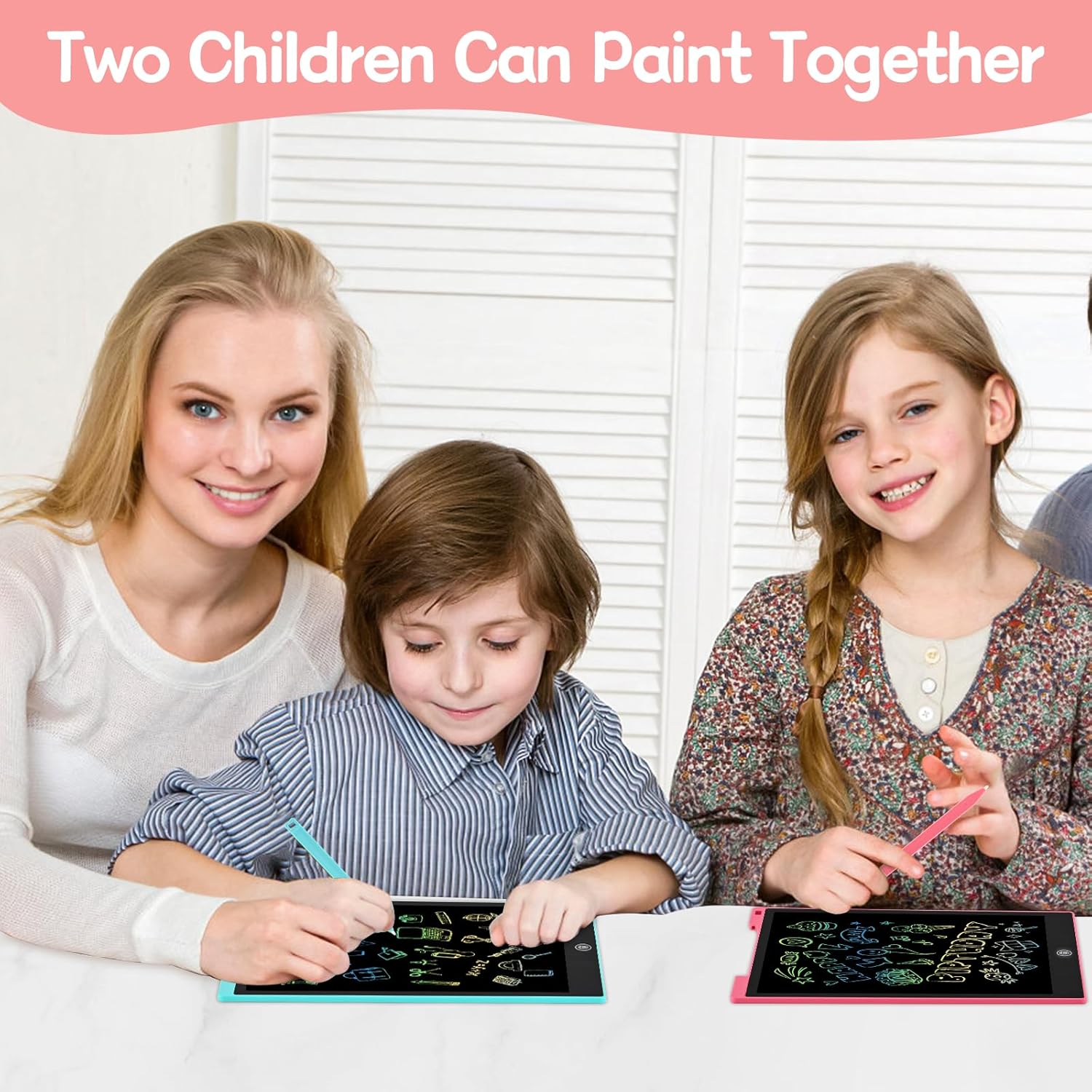 Blueswan Writing Tablet, 2 Pack Toddler Kids Toys, 12 Inch Doodle Board Drawing Pad, Travel Essentials No Mess Colouring Book for Kids, Toys Educational Birthday Gifts for Girls Boys Age 3-8 image number 5