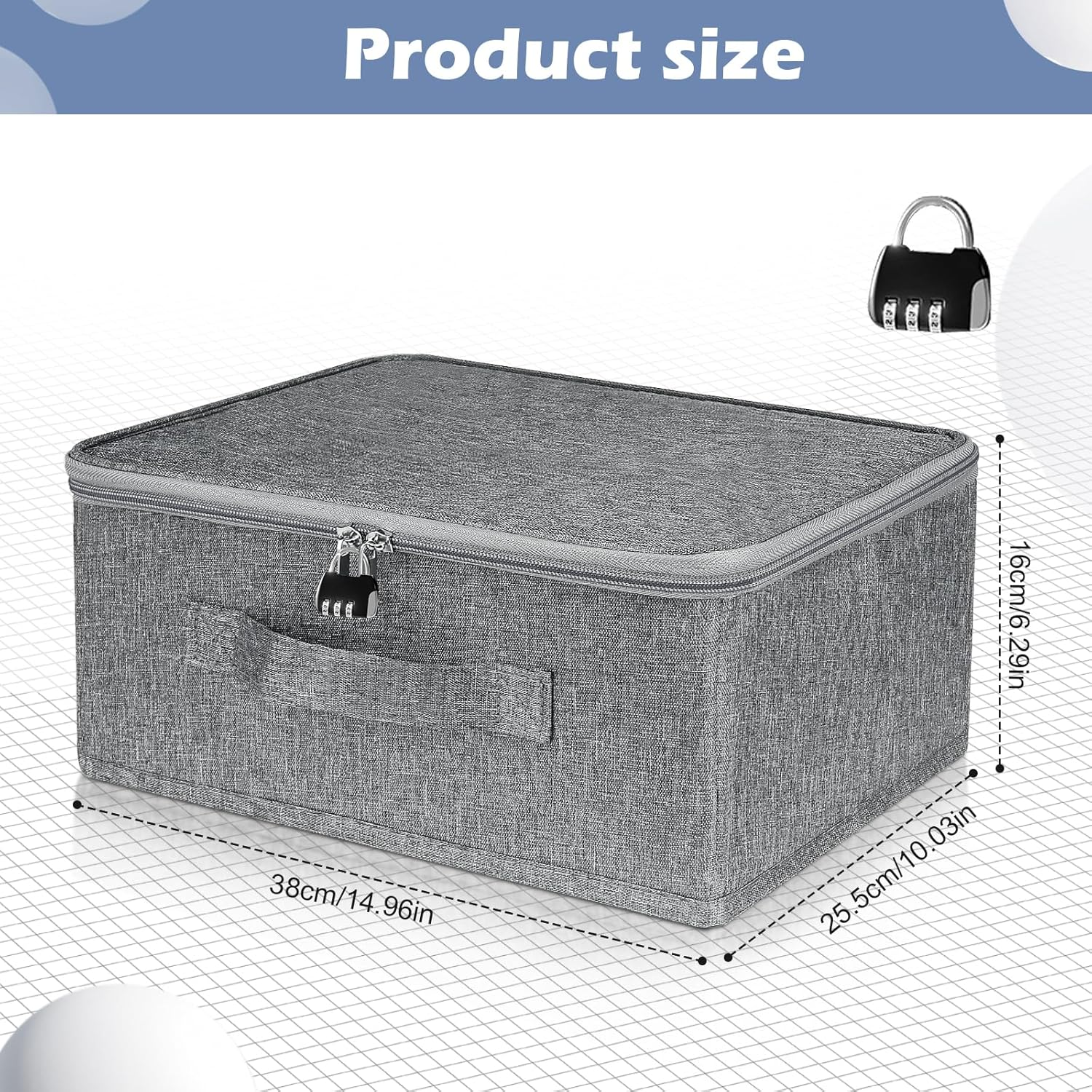 Lockable Storage Bag, Discreet Adult Toy Storage Box, Large Organizer Case with Zipper and Handle for Private Toys Cards Files Documents Cash Accessories Foldable Fabric Clothing image number 2
