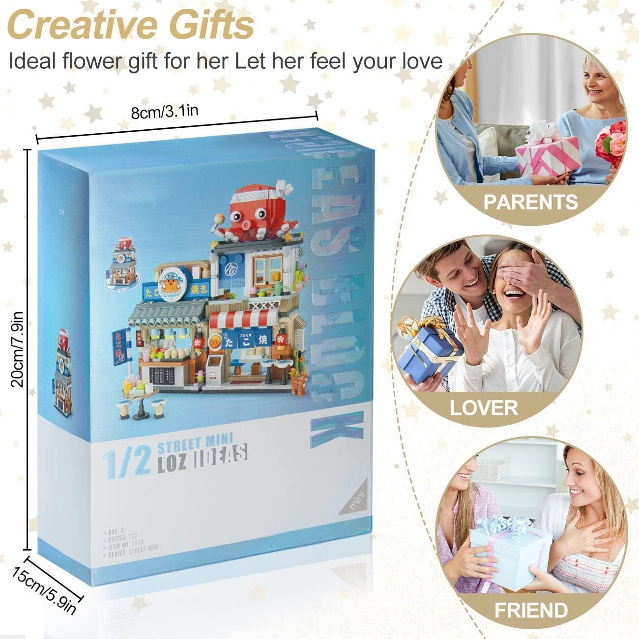 Oundarm Japanese Street View Mini Building Blocks Kit-Takoyaki Shop, Foldable Japanese Mini Store Toy for Adults Boys Girls 6+ (722 Pcs) image number 3