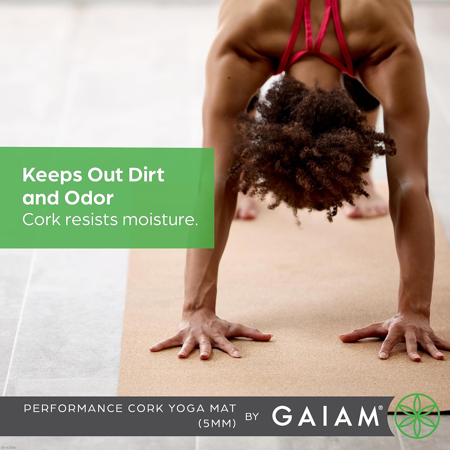 Gaiam Cork Yoga Exercise Mat | Natural Sustainable Cork Resists Sweat and Odors | Non-Slip TPE Backing Prevents Slipping| Great for Hot Yoga, Pilates, Fitness Working Out (68" X 24"X 5Mm Thick) image number 1