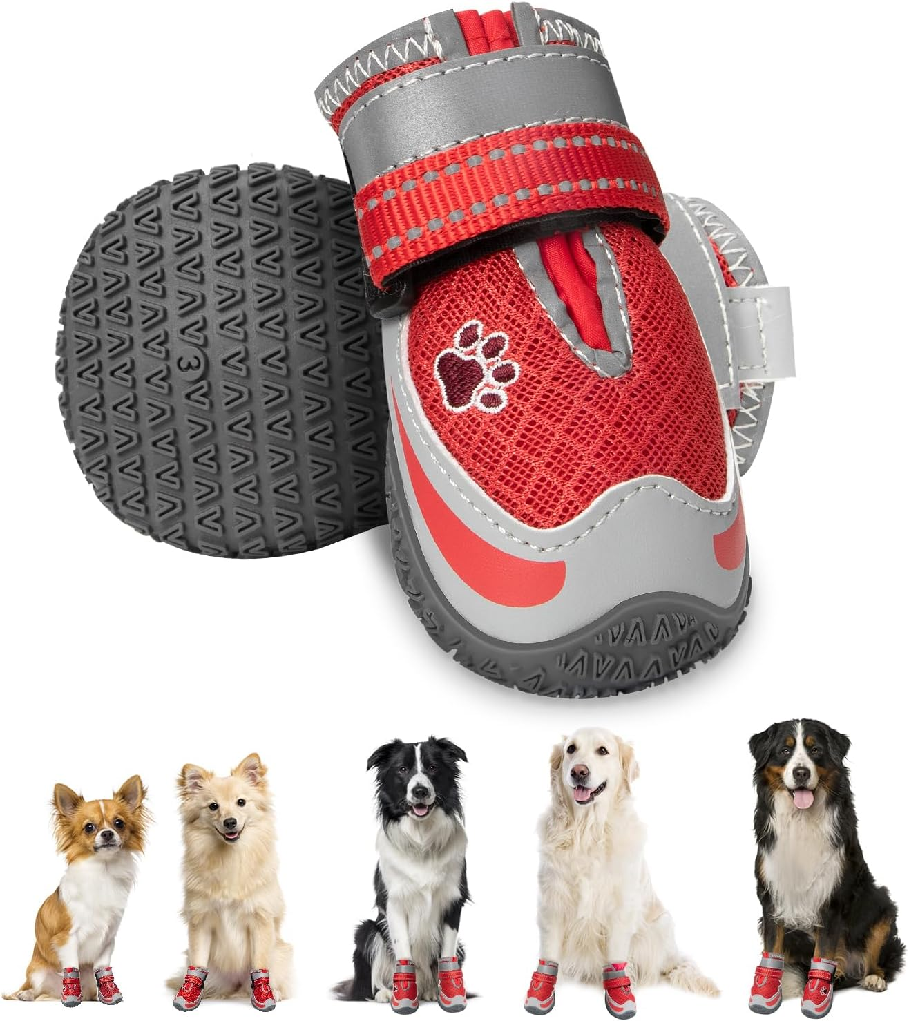 Slowton Dog Shoes for Summer Hot Pavement - Breathable Dog Boots for Large Small Medium Pet, Paw Protector for Outdoor Walking Hardwood Floor, Anti-Slip Rubber Booties for Winter Snow image number 5
