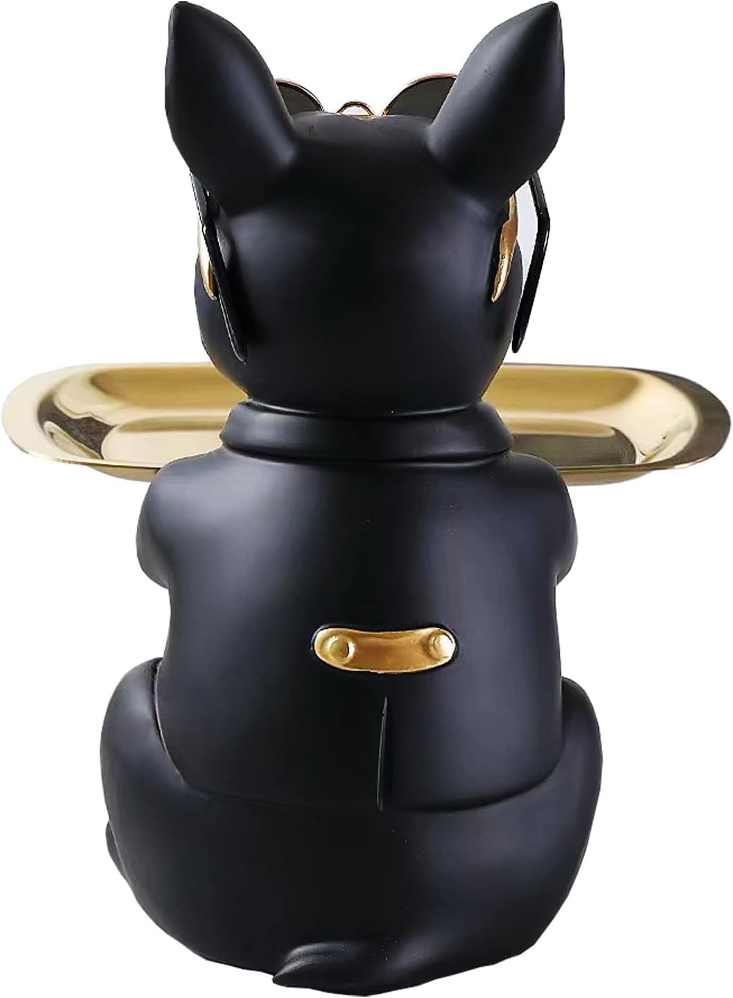 POKSAUAE Resin Bulldog Desk Storage Statue Good Storage Box for Keys, Household Items, Etc Black image number 2
