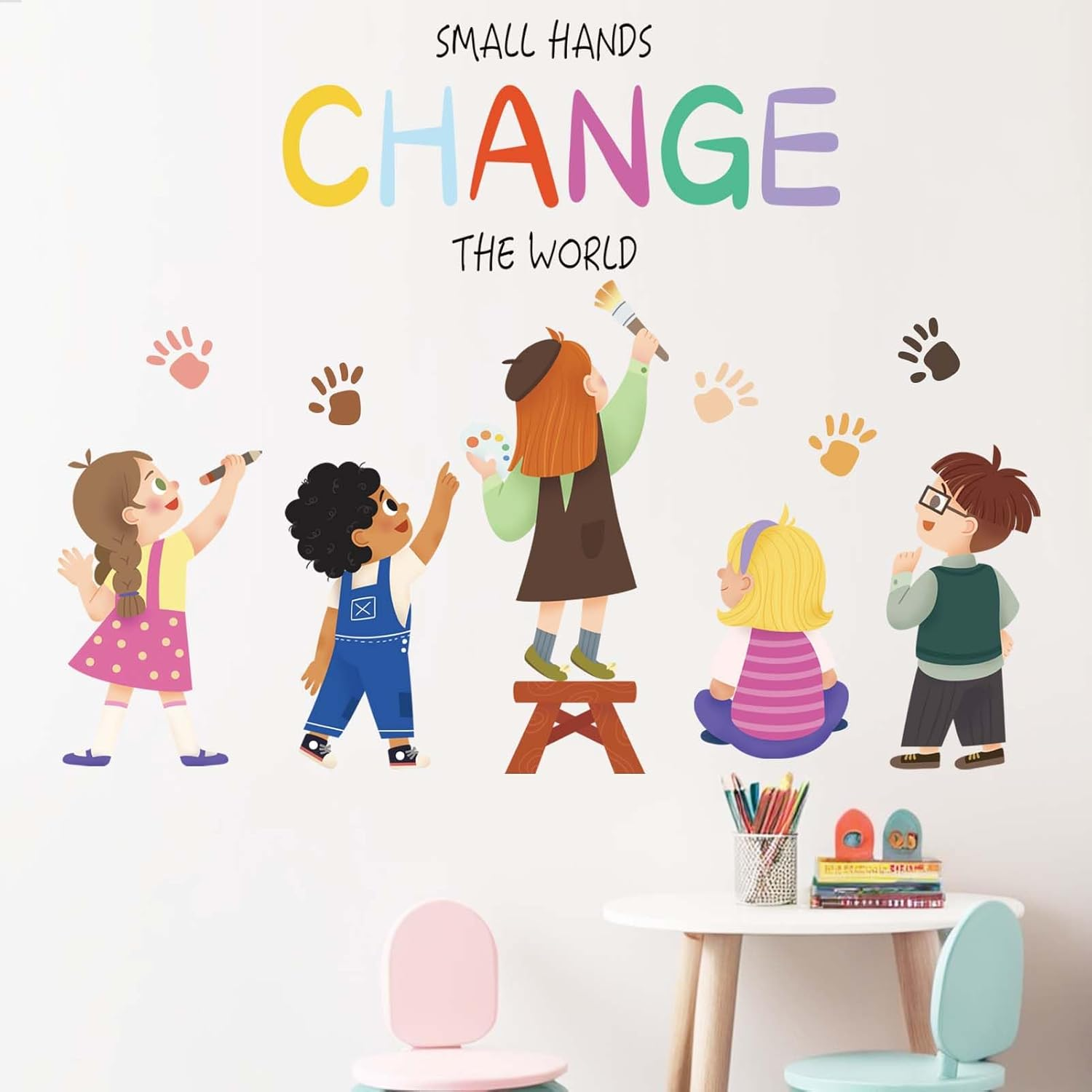 Small Hands Change the World Equality Wall Stickers - Inspirational Quotes Wall Decals - Baby Kids Room Classroom Daycare Playroom School Library Wall Decor image number 5