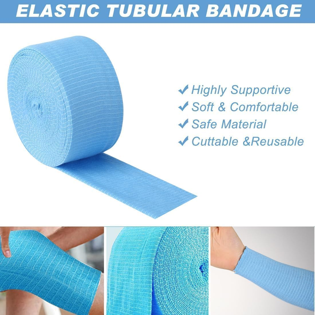 Elasticated Tubular Bandage Stretchable Tubi Grip Cotton Gauze Size D Tubular Bandages, 1Roll Elasticated Tubular Bandage Stretchable Cotton Gauze Size D Tubular Bandages, 8.75CM X 5M image number 6
