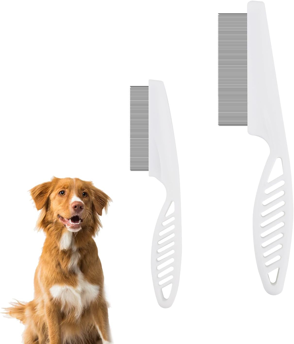 2 Packs Pet Hair Comb, 2 in 1 New Dog Comb Multifunctional Pet Hair Comb Pet Hair Comb Flea and Tear Stain Removal Cat Comb for Grooming and Dehairing Face and Paws