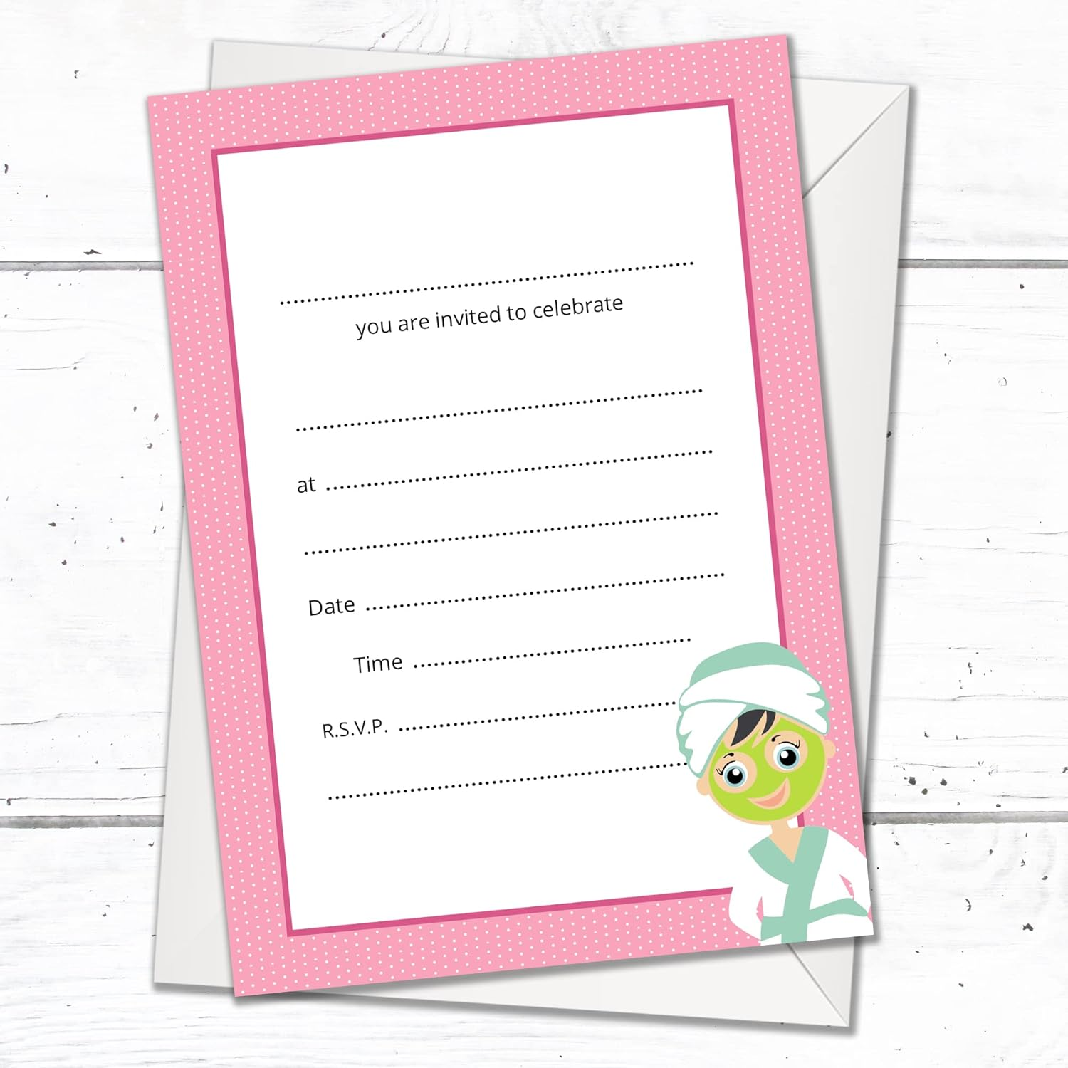 Olivia Samuel 20 X Pamper Party Invites from A6 Double Sided Cards with Envelopes image number 2