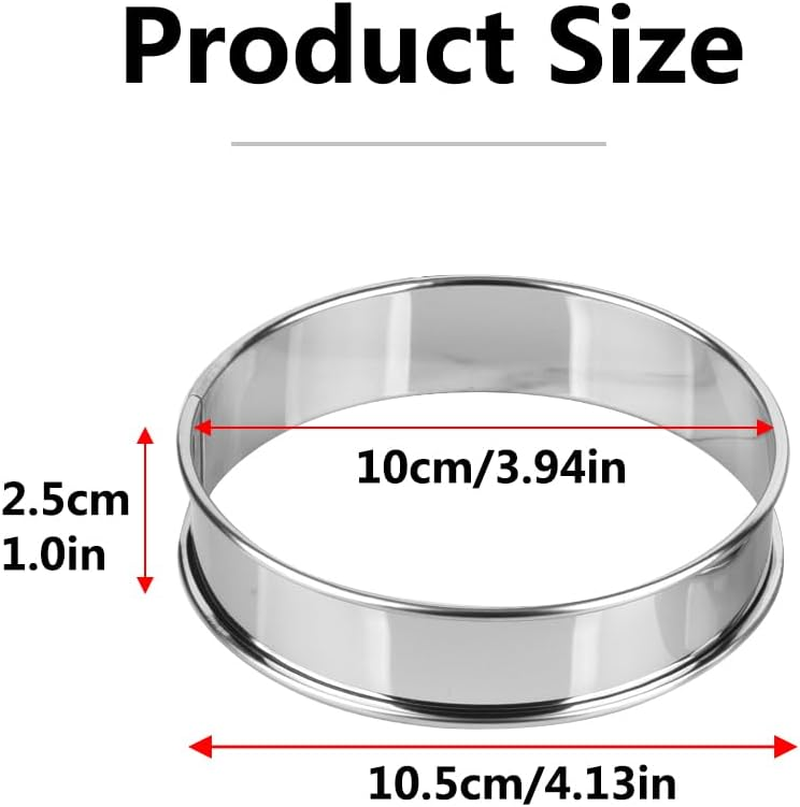 Guowall 6 Pcs English Muffin Rings Nonstick Metal round Cake Mold Stainless Steel Double Rolled Tart Ring for Baking - 10 X 2.5Cm image number 1