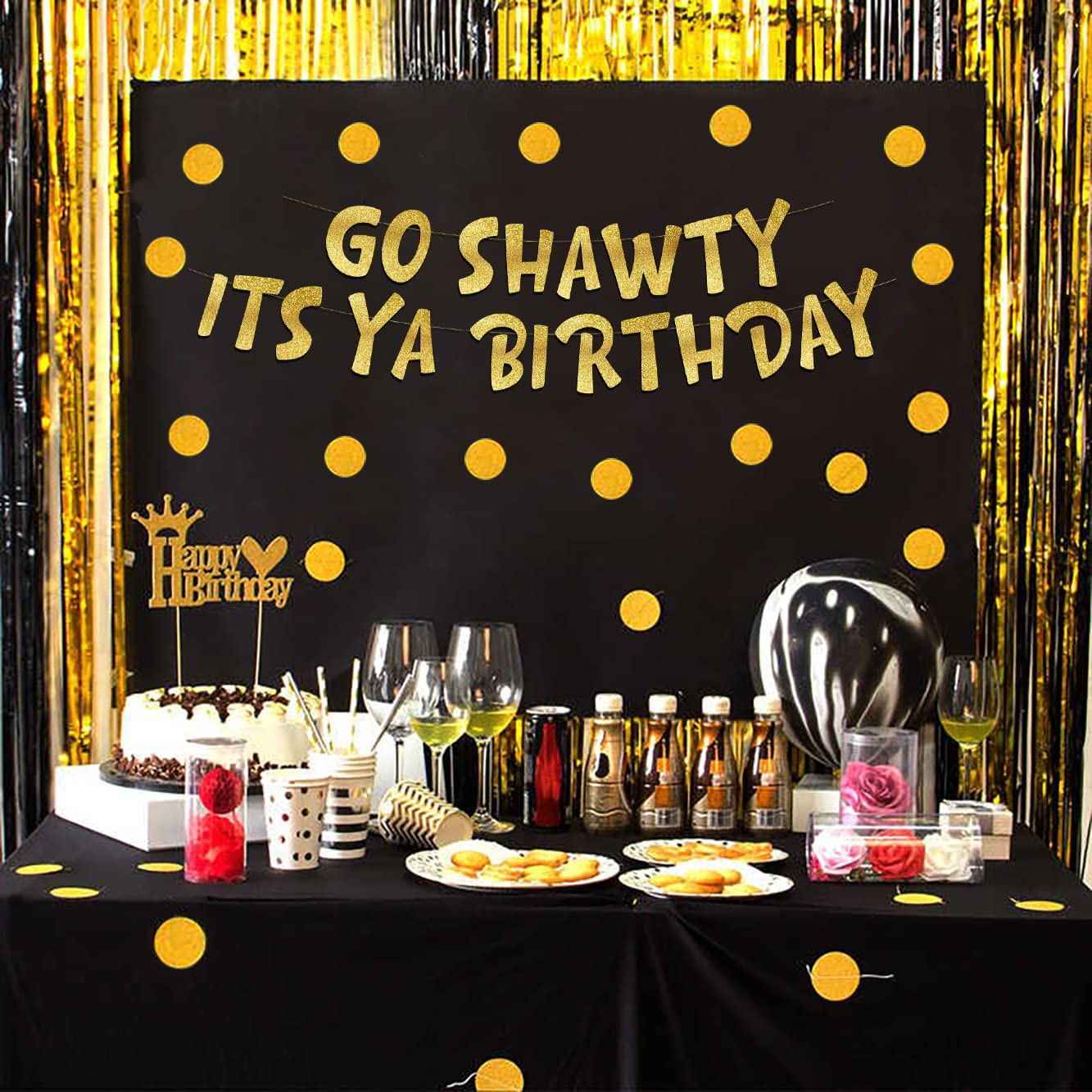 Go Shawty It&rsquo;S Ya Birthday Funny Birthday Gold Glitter Banner &ndash; Birthday Party Supplies, Ideas, and Gifts &ndash; 21St, 30Th. 40Th, 50Th, 60Th, 70Th, 80Th Adult Birthday Decorations image number 6