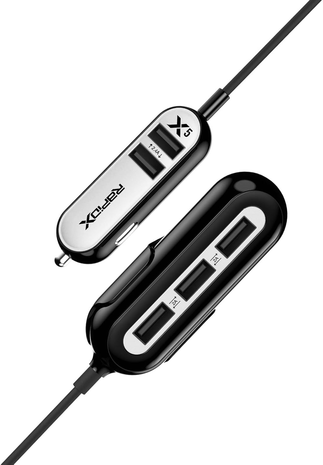 Rapidx RXX5USBW X5 5 USB Ports Car Charger 22.4A White image number 5