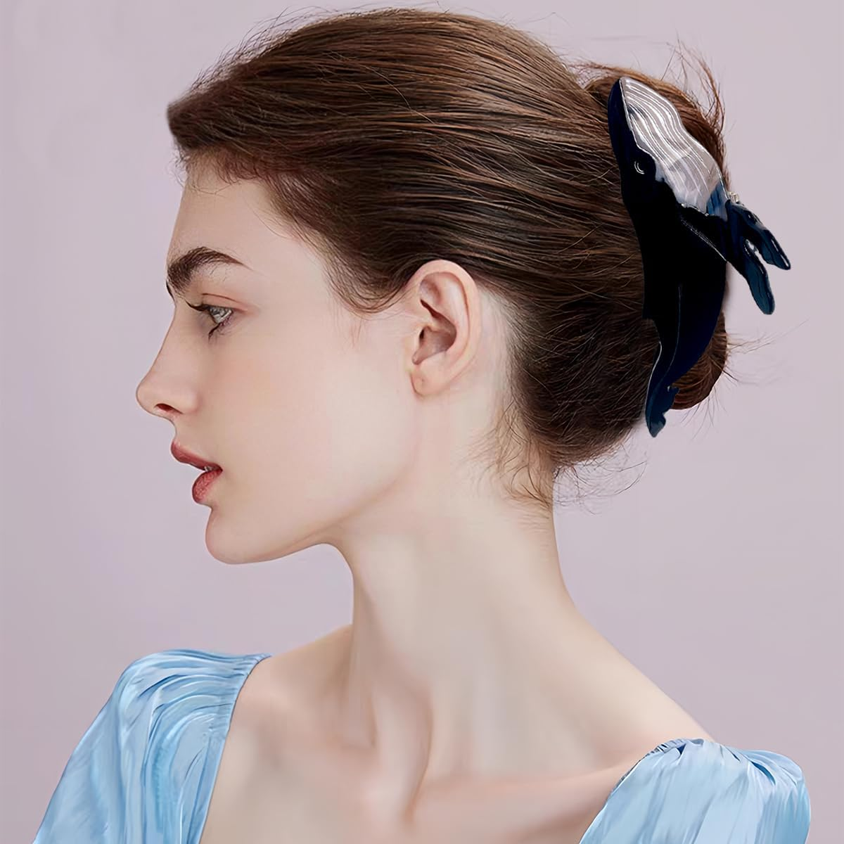 2 PCS Whale Hair Clips Whale Claw Clip Animal Shape Hair Jaw Clips Animal Acetate Cute Claw Clip Big Jaw Clips for Women Thick Hair Thin Hair image number 6