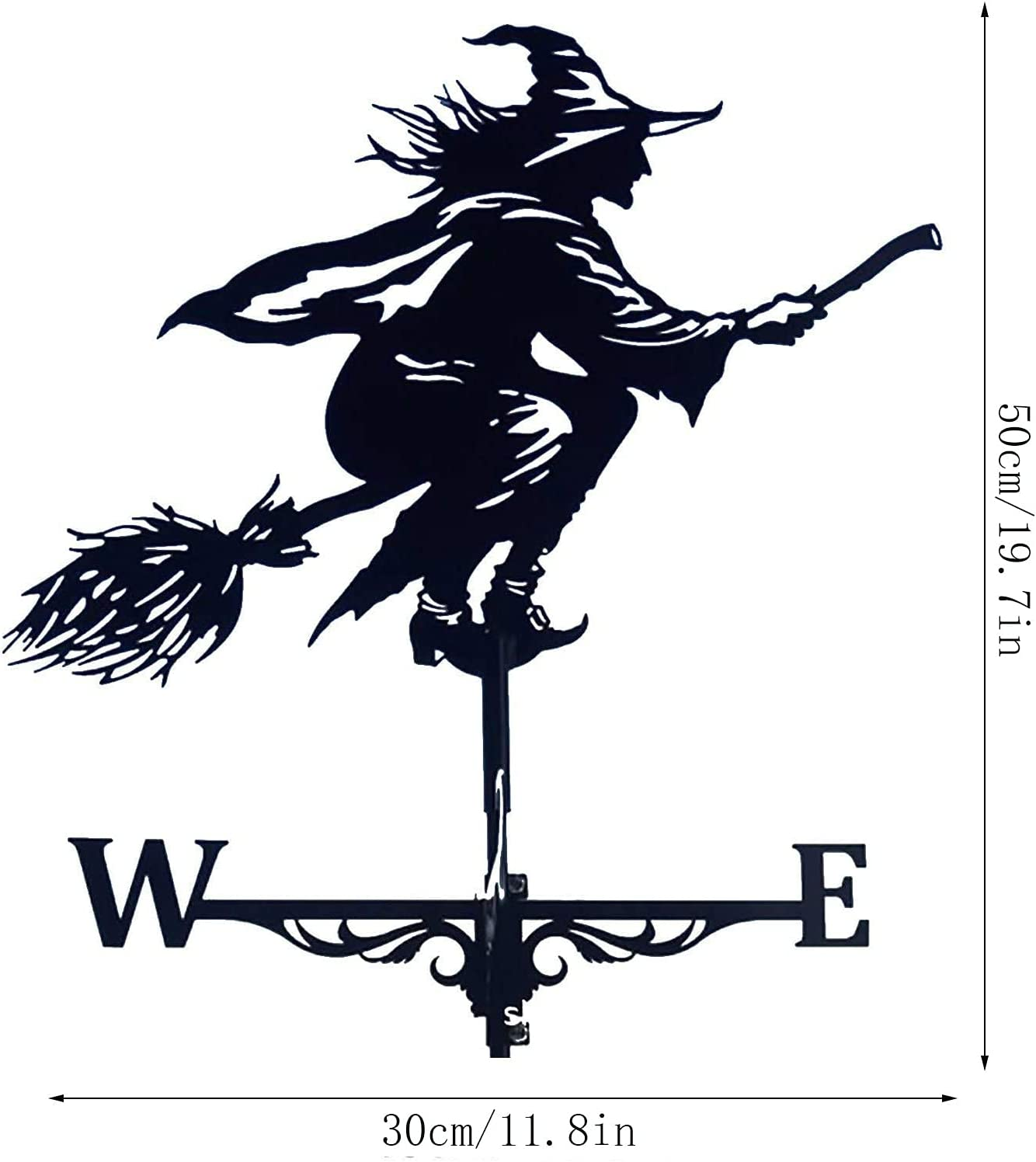 Alnicov Witch Metal Weathervane,Stainless Steel Weather Vane with Roof Mount Roof Garden Decorations for Outdoor Farm Yard Garden Gazebo image number 3