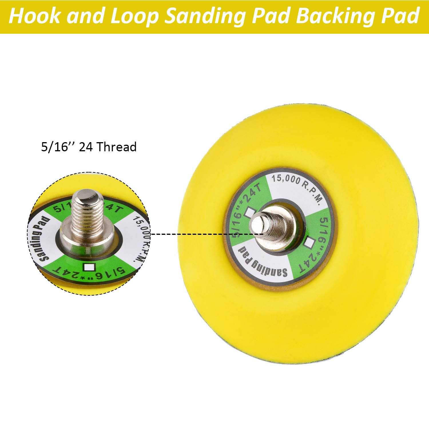 3-Inch Dual-Action Hook & Loop Fastener Flexible Backing Plate, 3" Sanding Back Pad for Orbital Sander 5/16"-24 Thread image number 4