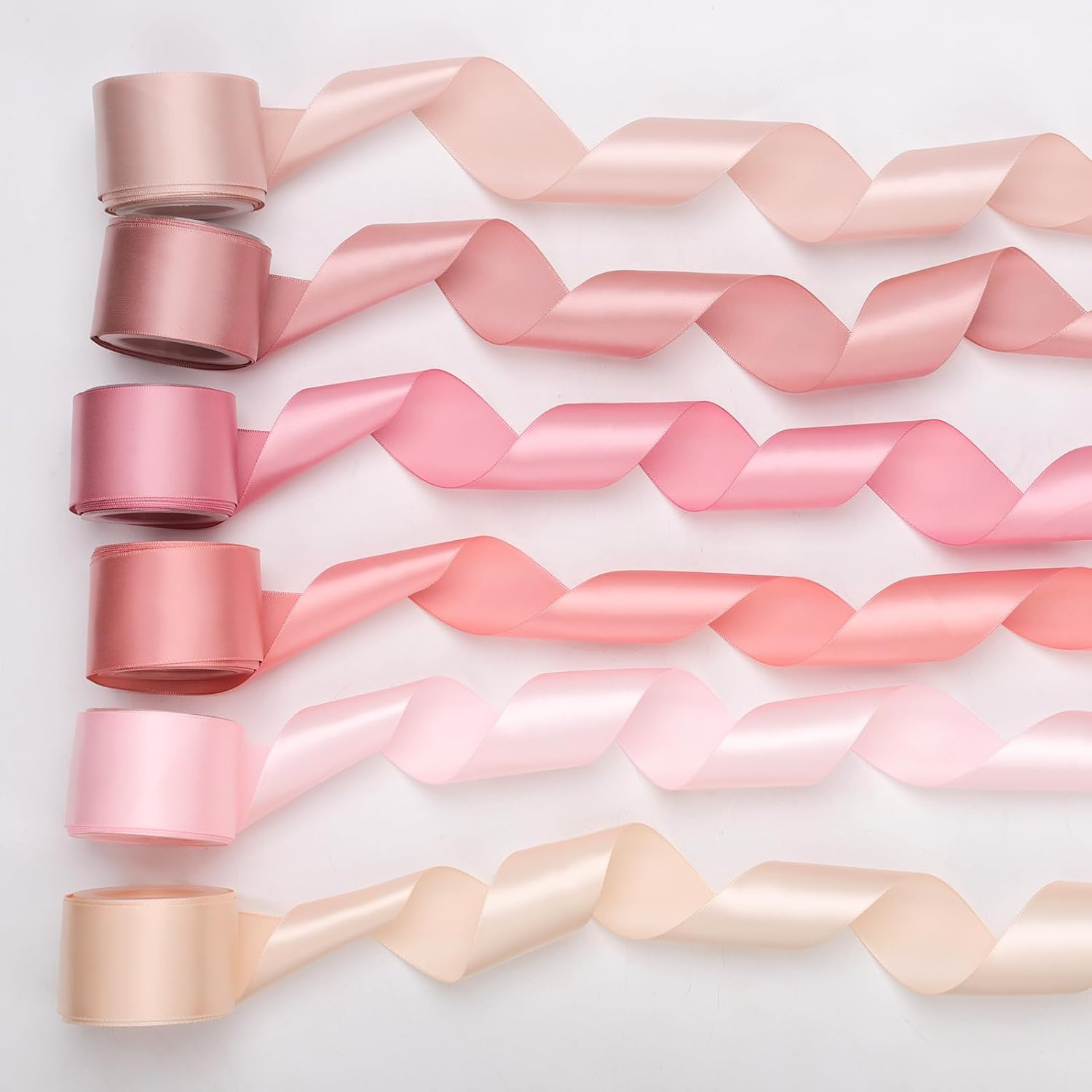 6 Rolls Ribbons for Flower Bouquet, 1.5 Inch X 30 Yards Double Face Satin Ribbon Dusty Rose Wedding Ribbon Pink Silk Ribbon for Gift Wrapping Crafts Wedding Invitation Parties Baby Shower (6 Colors) image number 6