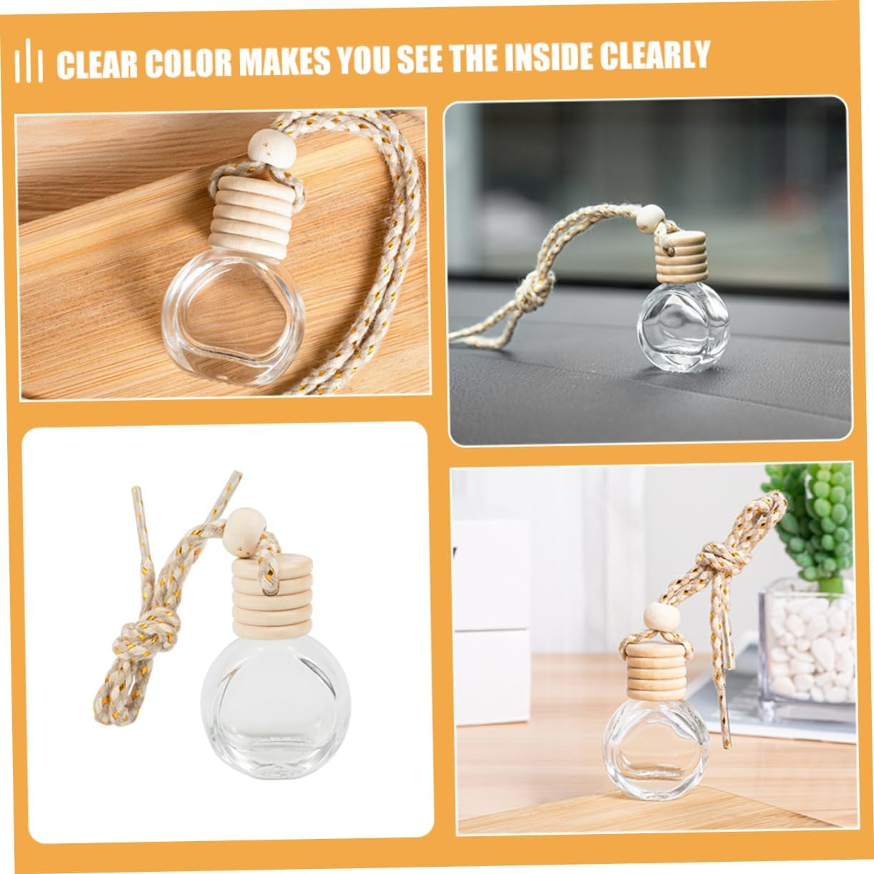 STOBAZA 4Sets Car Essential Oil Diffusers Air Freshener Oil Diffuser Hanging Perfume Bottles for Car 10Pcs*4 image number 2