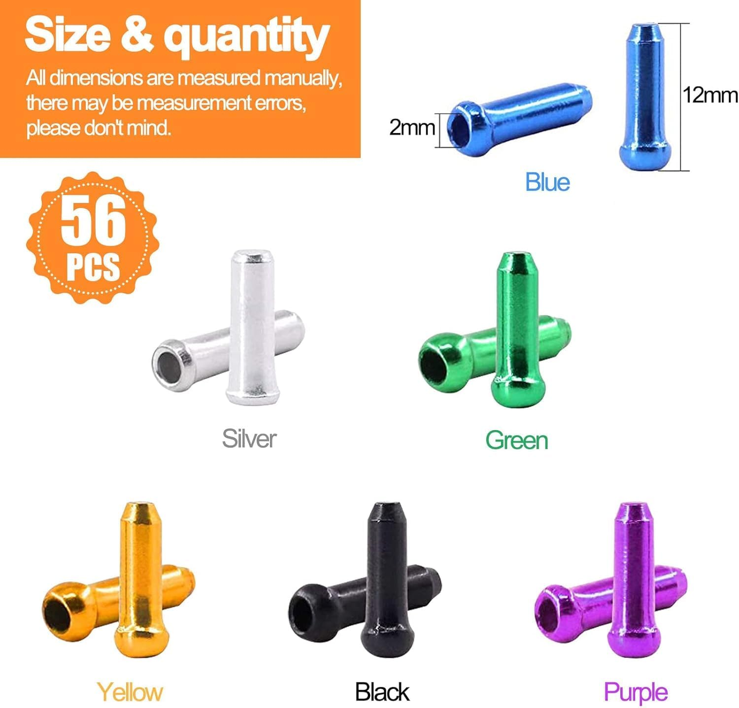 Bike Cable End Caps Bike Brake Cable End Tips, 56Pcs Bike Brake End Crimp Cable Caps,Cable End Crimp Bike Cable End Caps,Bike Cable End Crimp Bike Brake Cable Caps Bike Cable End Caps Bike Cable Crimp image number 6