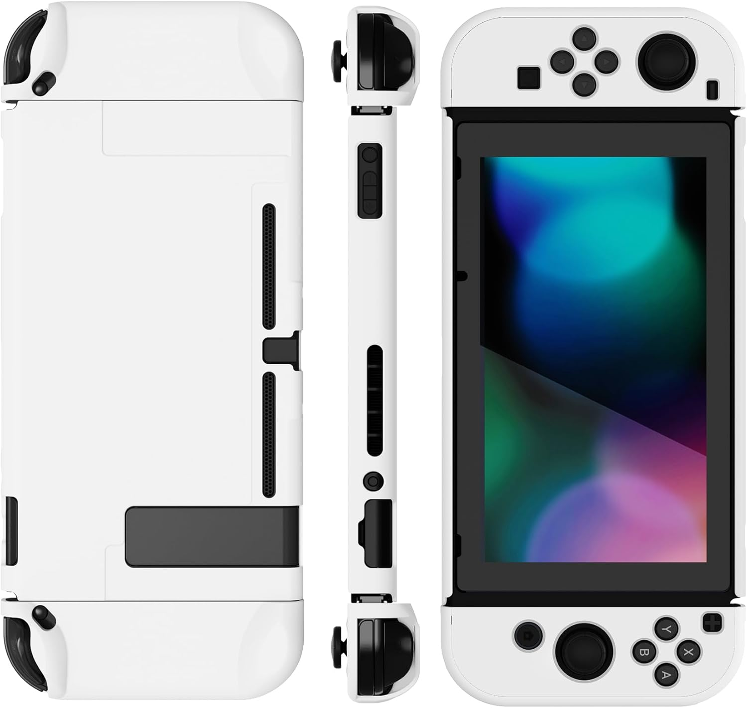 Extremerate Playvital Back Cover for Nintendo Switch Console, NS Joycon Handheld Controller Separable Protector Hard Shell, Customized Dockable Protective Case for Nintendo Switch - White image number 4