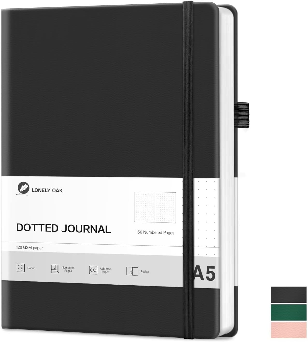 Lonely Oak Lined Journal Notebook, A5 Hardcover Lined Notebook for Women & Men, 120GSM Acid-Free Paper with Leather Hardcover and Inner Pocket, Daily Diary Journal for Work(Brown) image number 0