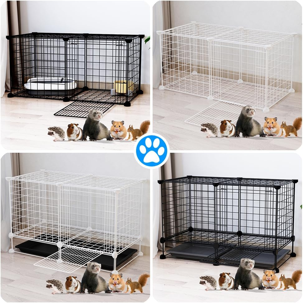 Small Animal Cage,Portable Metal Wire Mesh Outdoor & Indoor Pet House Cage with Tray Exercise Place Crate for Kitty,Puppy,Rabbits,Guinea Pig and Small Animals (Black, 1 Door) image number 4
