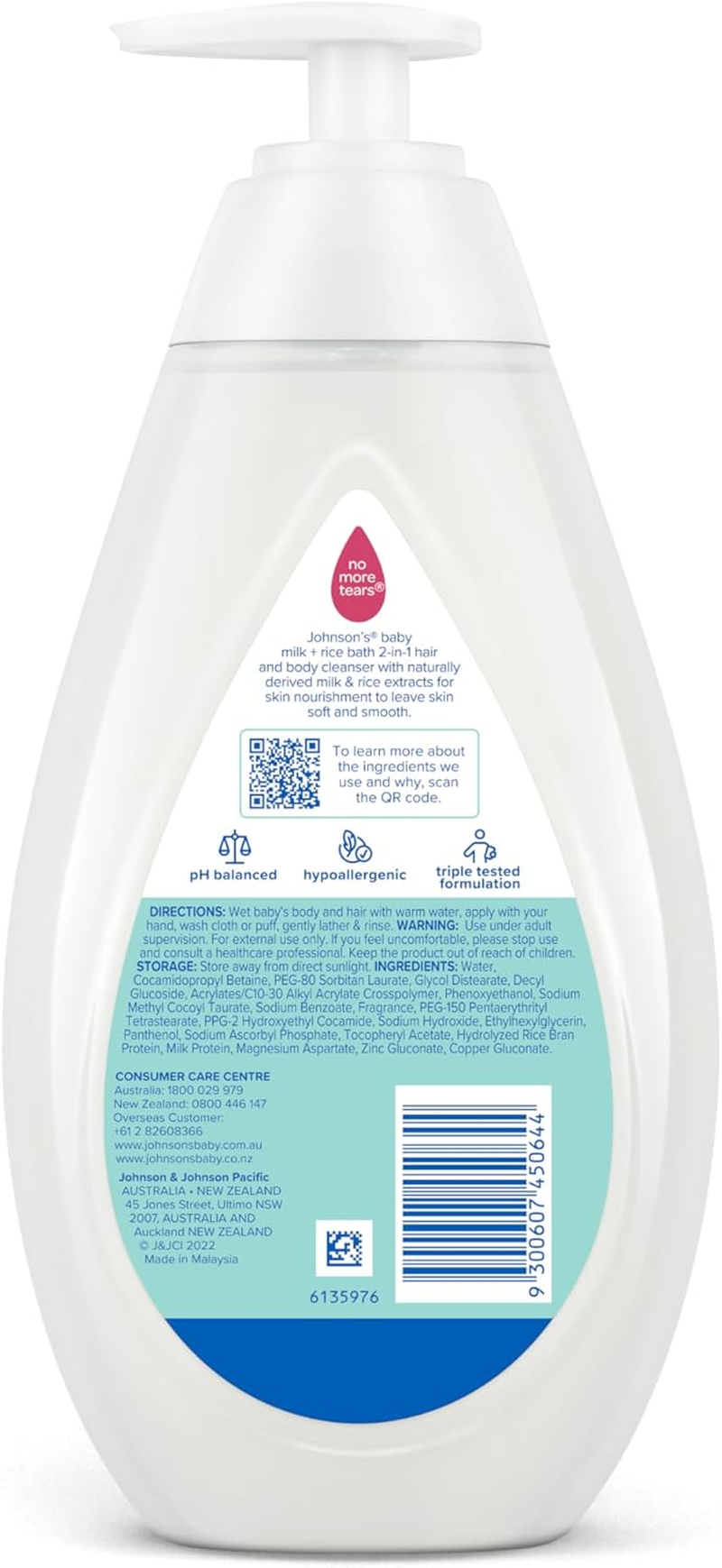 Johnson'S Baby Milk + Rice Gentle Nourishing Moisturising Tear-Free Baby Bath 500Ml image number 4